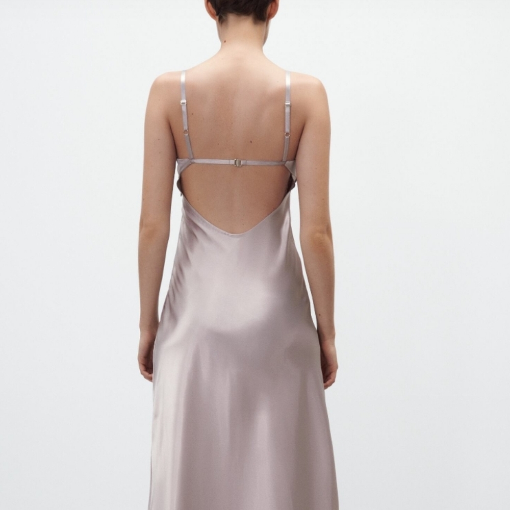 Zara * Satin Cut Out Slip Midi Dress Size M - Picture 10 of 15